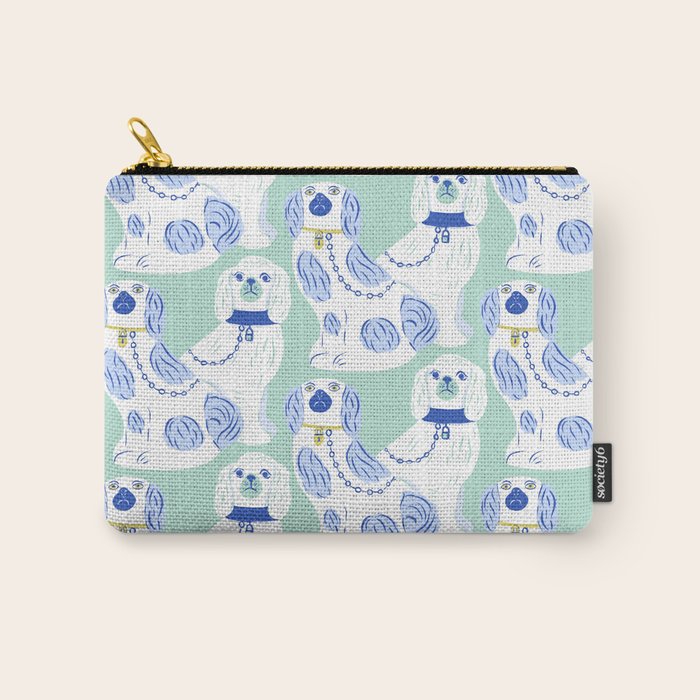 Staffordshire Dogs in Teal and Blue Carry All Pouch Gallery Image 1