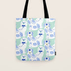 Staffordshire Dogs in Teal and Blue Tote Bag Gallery Image 1