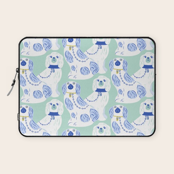 Staffordshire Dogs in Teal and Blue Laptop Sleeve Gallery Image 1