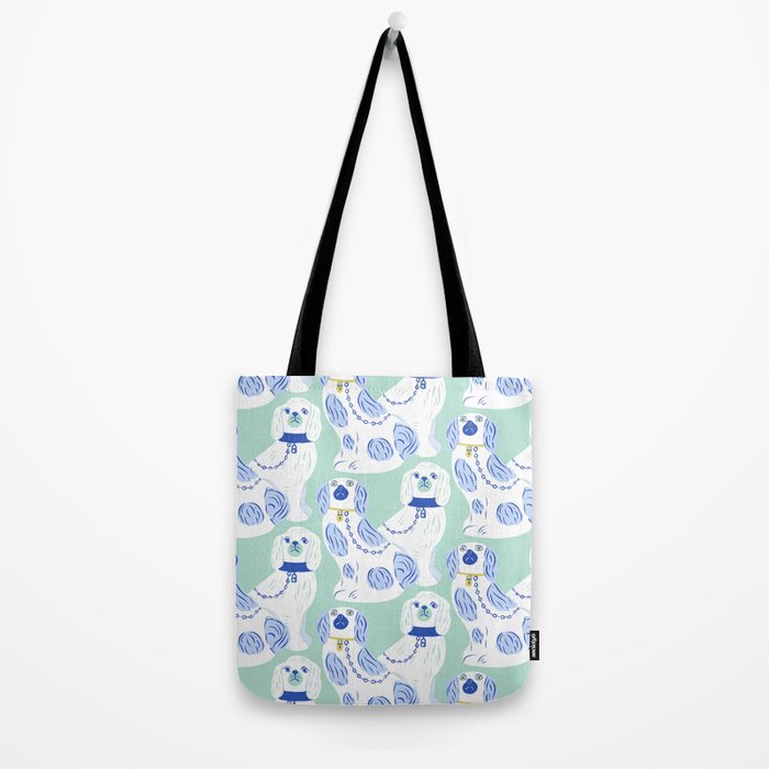 Staffordshire Dogs in Teal and Blue Tote Bag Gallery Image 2