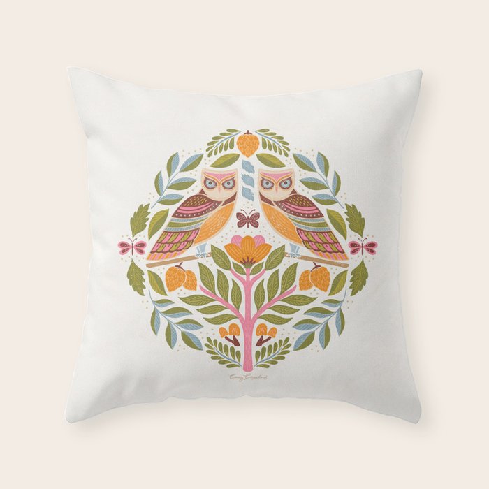 Woodland Owls - Multi-colored Throw Pillow Gallery Image 6