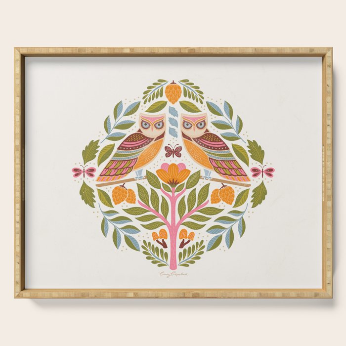 Woodland Owls - Multi-colored Serving Tray Gallery Image 1