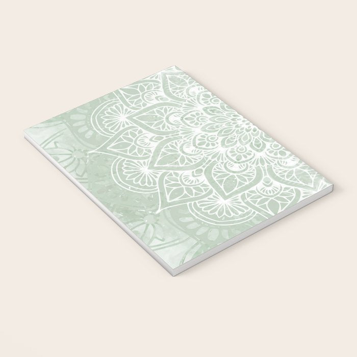Mandala, Yoga Love, Sage Green, Boho Print Notebook Gallery Image 3