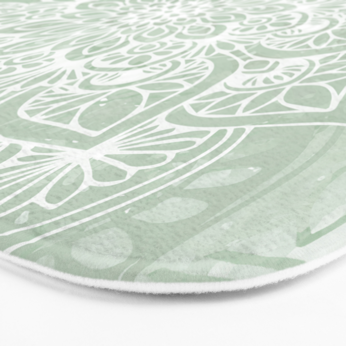 Mandala, Yoga Love, Sage Green, Boho Print Bath Mat Gallery Image 3