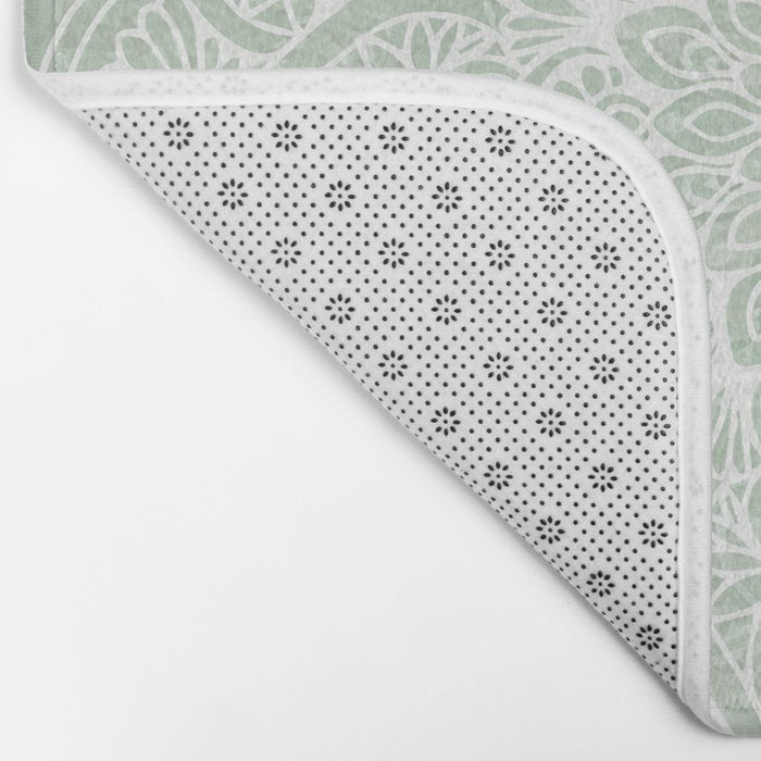 Mandala, Yoga Love, Sage Green, Boho Print Bath Mat Gallery Image 2