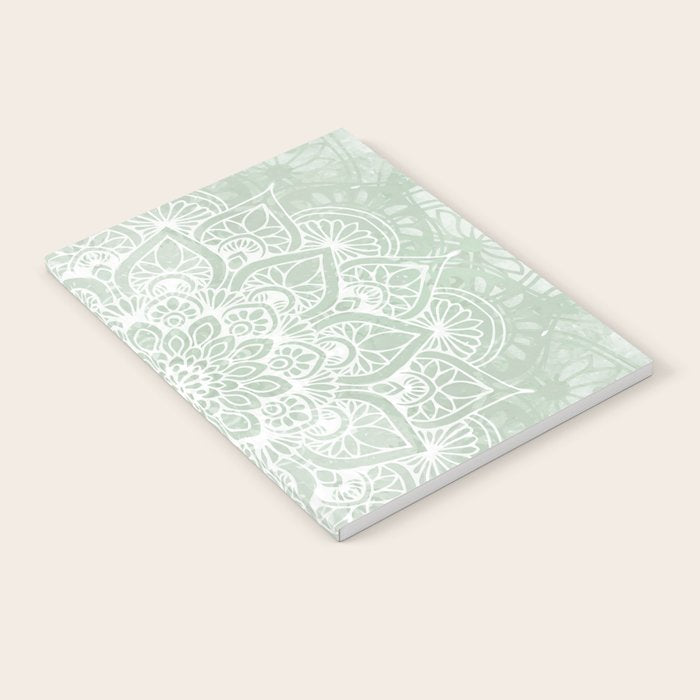 Mandala, Yoga Love, Sage Green, Boho Print Notebook Gallery Image 1