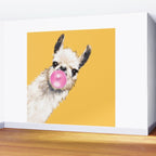 Bubble Gum Sneaky Llama in Yellow Wall Mural Gallery Image 2