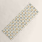 block print floral - mustard blue cream Yoga Mat Gallery Image 1