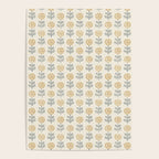 block print floral - mustard blue cream Poster Gallery Image 4