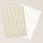 block print floral - mustard blue cream Stationery Card Gallery Image 2
