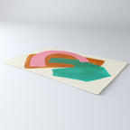 Ochre Pink Marine Green Fun Colorful Mid Century Modern Abstract Painting Shapes Pattern Rug Gallery Image 3