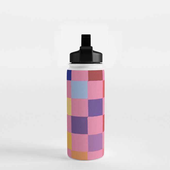 Pink squares Water Bottle Gallery Image 2
