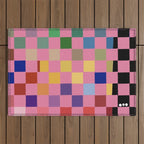Pink squares Outdoor Rug Gallery Image 1
