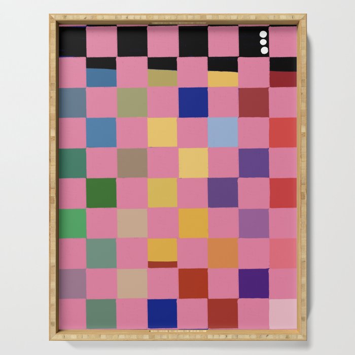 Pink squares Serving Tray Gallery Image 1