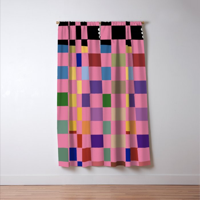 Pink squares Window Curtain Gallery Image 3