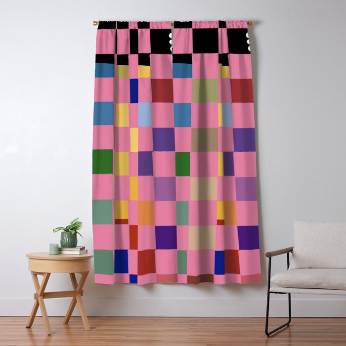 Pink squares Window Curtain Gallery Image 5