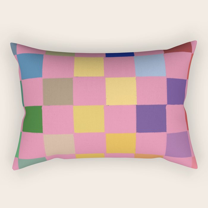 Pink squares Rectangular Pillow Gallery Image 1