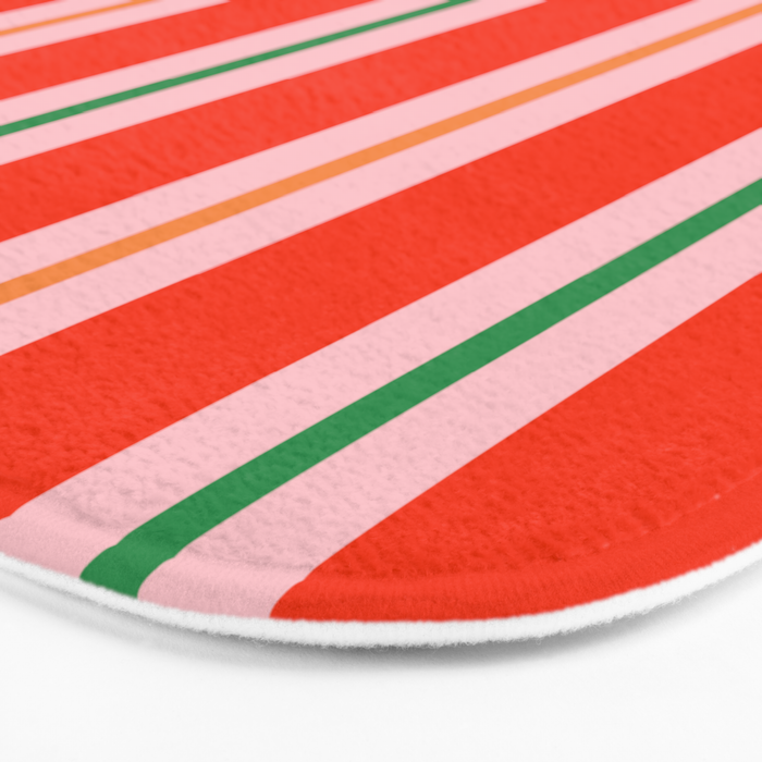 Bold Stripes Orange Pink Green Bath Mat Gallery Image 3