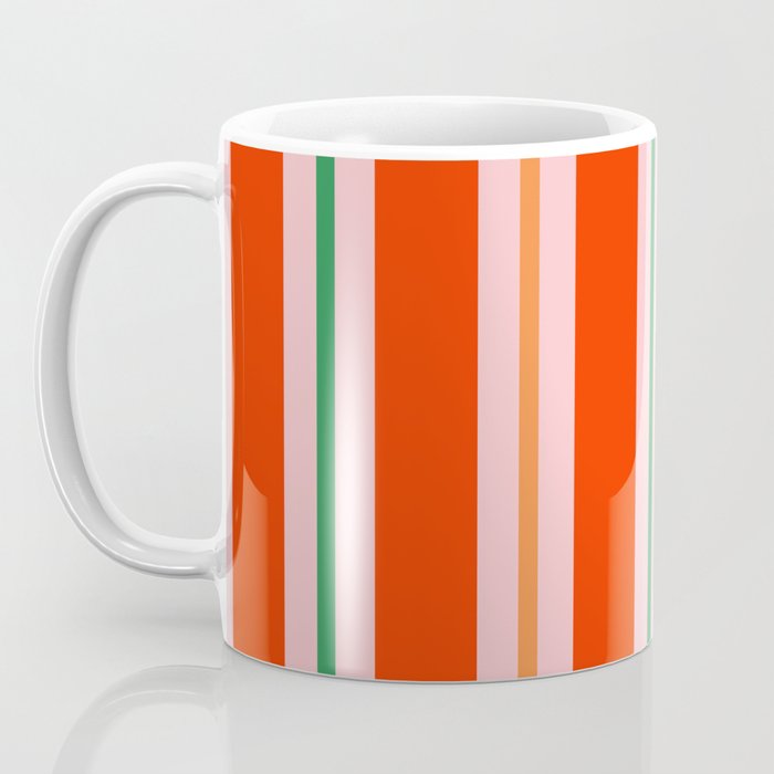 Bold Stripes Orange Pink Green Coffee Mug Gallery Image 3