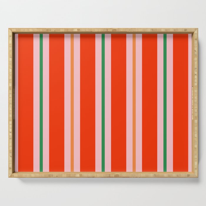 Bold Stripes Orange Pink Green Serving Tray Gallery Image 1