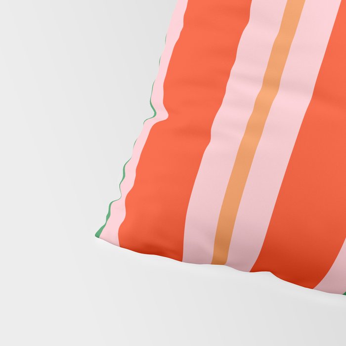 Bold Stripes Orange Pink Green Pillow Sham Gallery Image 4