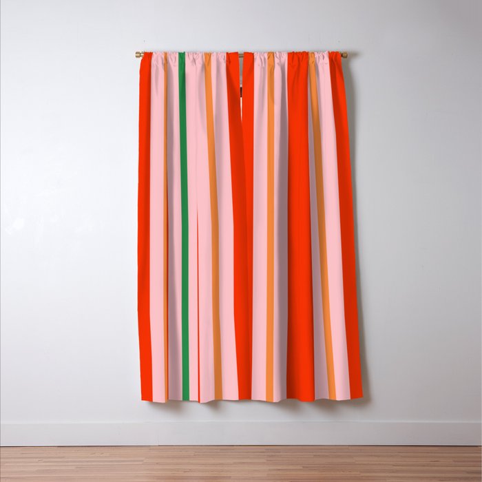 Bold Stripes Orange Pink Green Window Curtain Gallery Image 3
