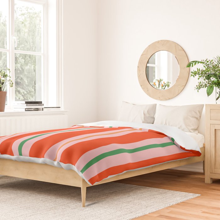 Bold Stripes Orange Pink Green Duvet Cover Gallery Image 2