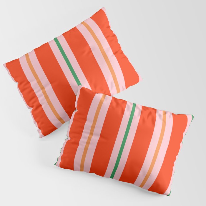 Bold Stripes Orange Pink Green Pillow Sham Gallery Image 3