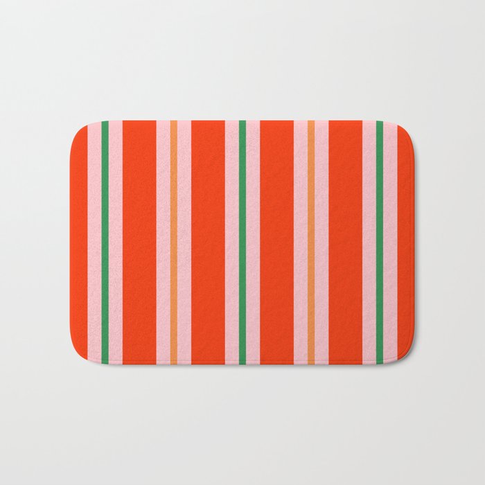 Bold Stripes Orange Pink Green Bath Mat Gallery Image 1