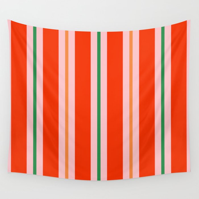 Bold Stripes Orange Pink Green Wall Tapestry Gallery Image 4