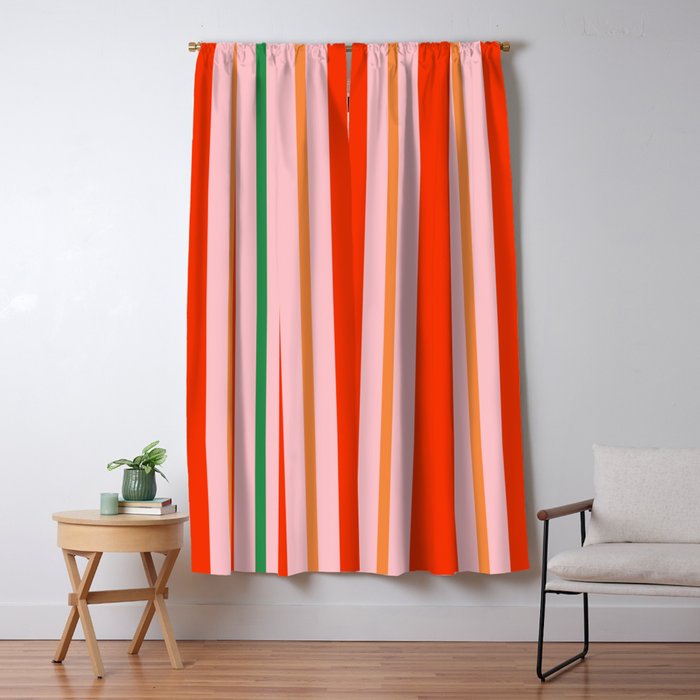 Bold Stripes Orange Pink Green Window Curtain Gallery Image 1
