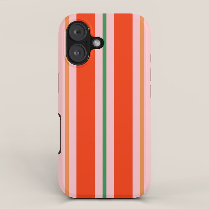 Bold Stripes Orange Pink Green iPhone Case Gallery Image 1