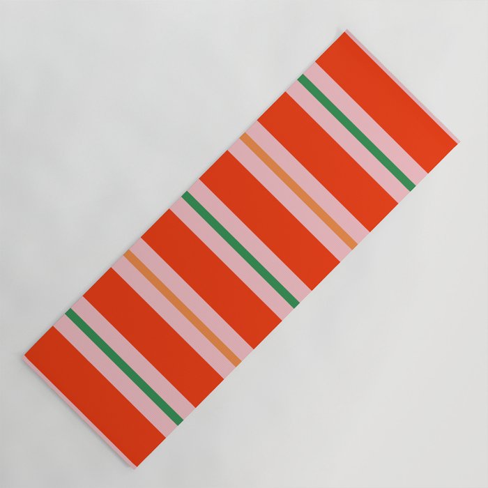 Bold Stripes Orange Pink Green Yoga Mat Gallery Image 1