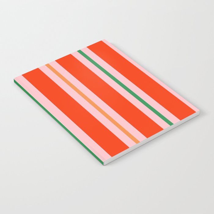 Bold Stripes Orange Pink Green Notebook