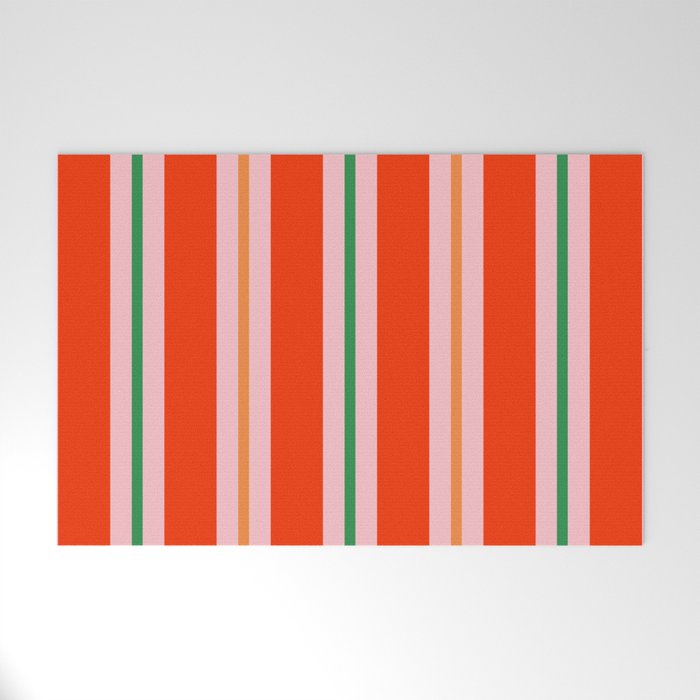 Bold Stripes Orange Pink Green Welcome Mat Gallery Image 1