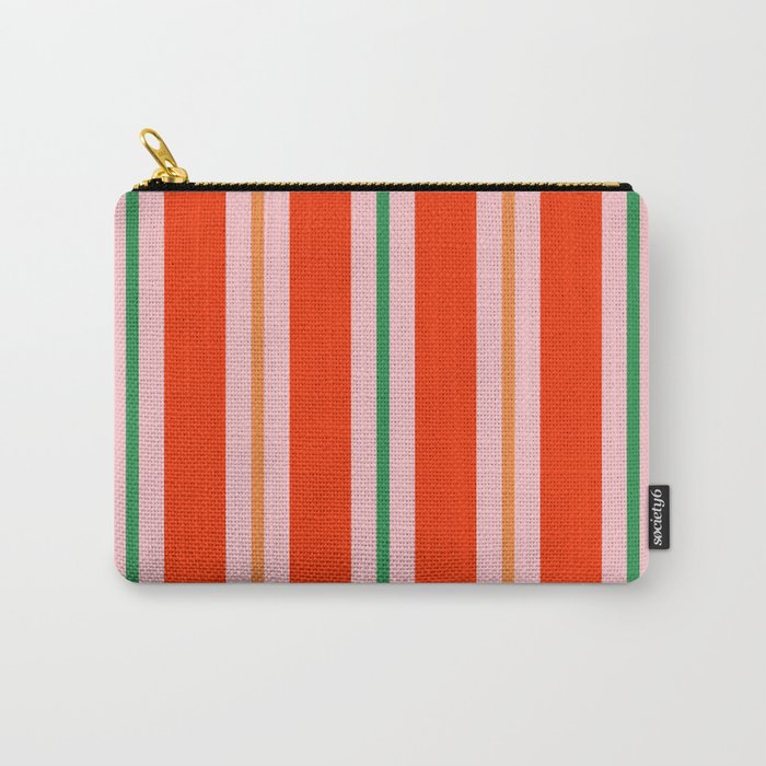 Bold Stripes Orange Pink Green Carry All Pouch Gallery Image 1