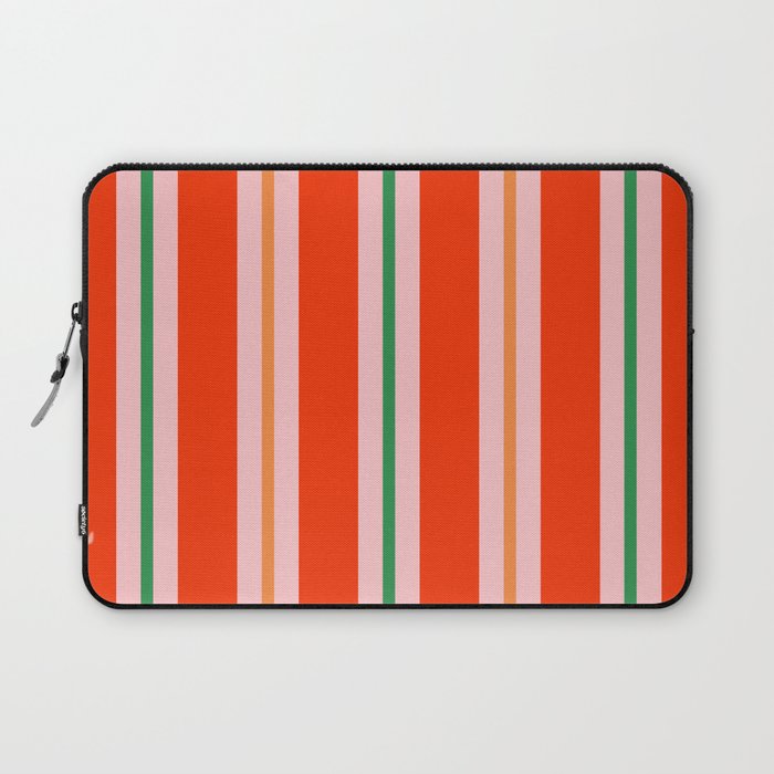 Bold Stripes Orange Pink Green Laptop Sleeve Gallery Image 1