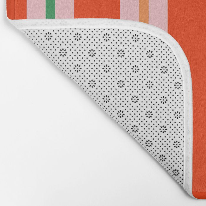 Bold Stripes Orange Pink Green Bath Mat Gallery Image 2