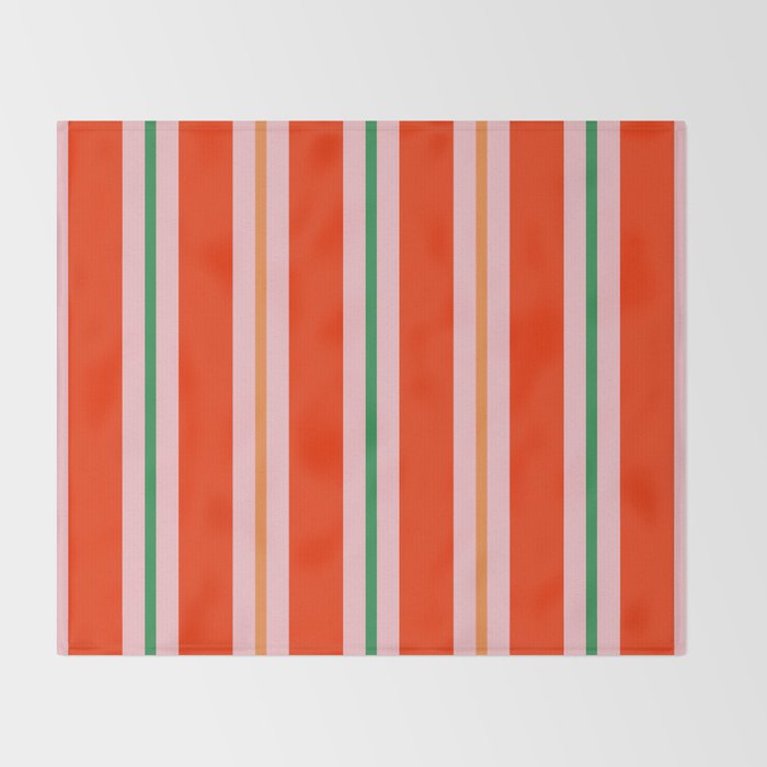 Bold Stripes Orange Pink Green Throw Blanket Gallery Image 2