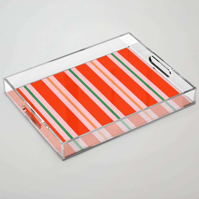 Bold Stripes Orange Pink Green Acrylic Tray Gallery Image 1