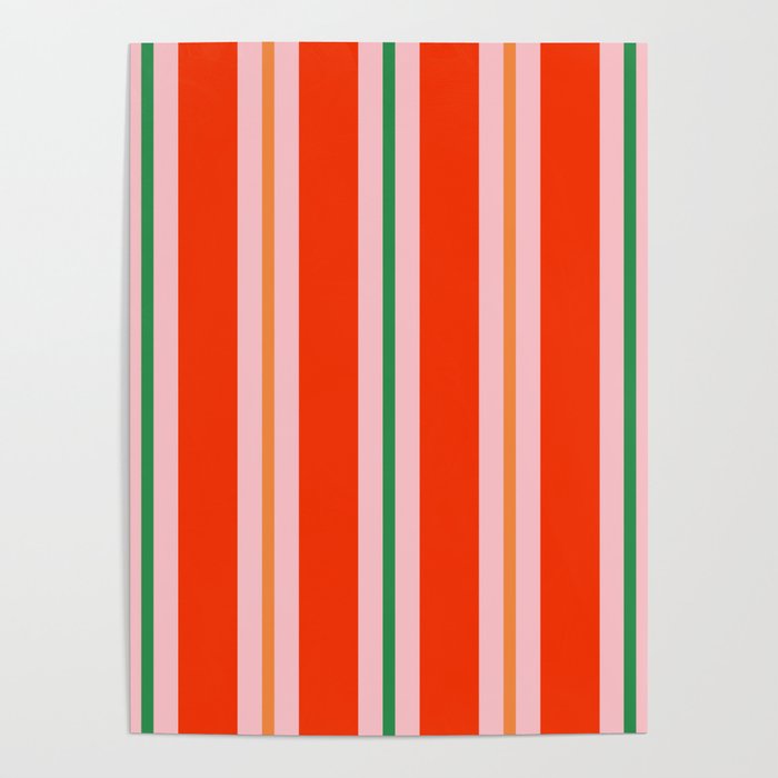 Bold Stripes Orange Pink Green Poster Gallery Image 4