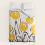 Fall Sunshine, Floral Watercolor Print, Yellow and Gray Duvet Cover Gallery Image 6