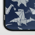 Origami metallic dragon friends // oxford navy blue background metal silver fantasy animals Laptop Sleeve Gallery Image 3