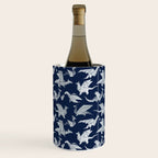 Origami metallic dragon friends // oxford navy blue background metal silver fantasy animals Wine Chiller Gallery Image 3