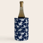 Origami metallic dragon friends // oxford navy blue background metal silver fantasy animals Wine Chiller Gallery Image 1