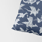 Origami metallic dragon friends // oxford navy blue background metal silver fantasy animals Pillow Sham Gallery Image 4