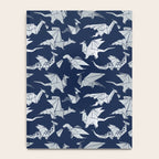 Origami metallic dragon friends // oxford navy blue background metal silver fantasy animals Notebook Gallery Image 4