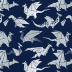Origami metallic dragon friends // oxford navy blue background metal silver fantasy animals Coffee Mug Gallery Image 2