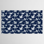 Origami metallic dragon friends // oxford navy blue background metal silver fantasy animals Tablecloth Gallery Image 2
