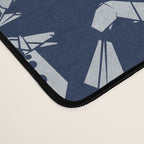 Origami metallic dragon friends // oxford navy blue background metal silver fantasy animals Desk Mat Gallery Image 4